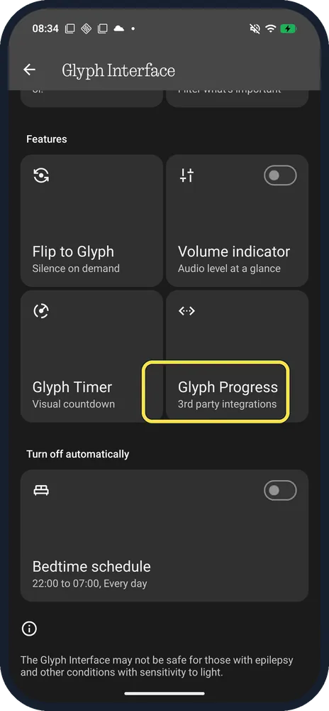 Android screenshot: Tap Glyph Progress