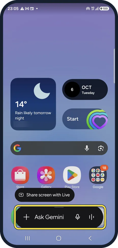 Android screenshot: Press and hold the side button