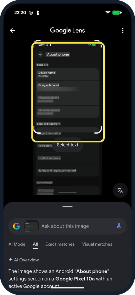 Android screenshot: Narrow it to one part of the picture