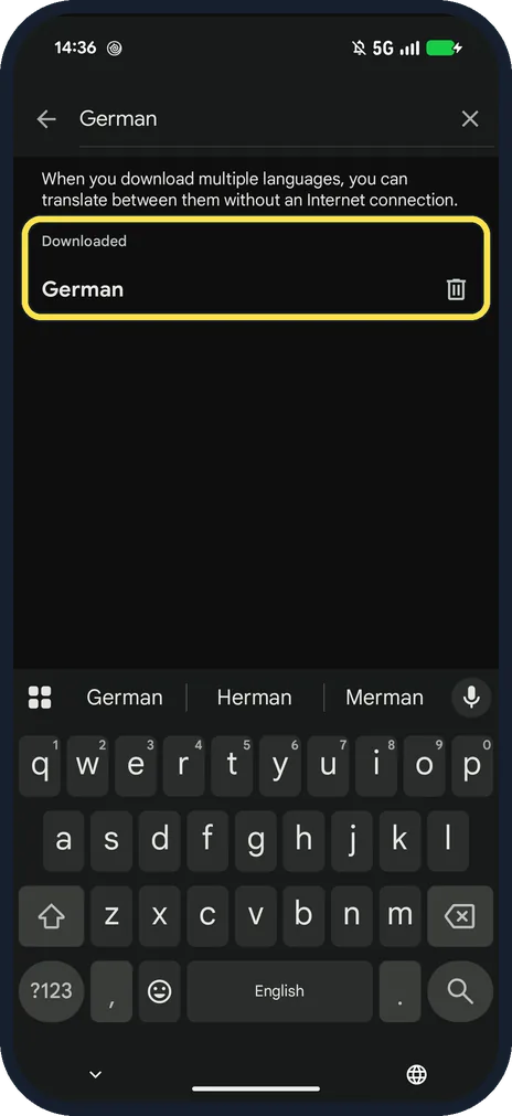 Android screenshot: Check it says Downloaded