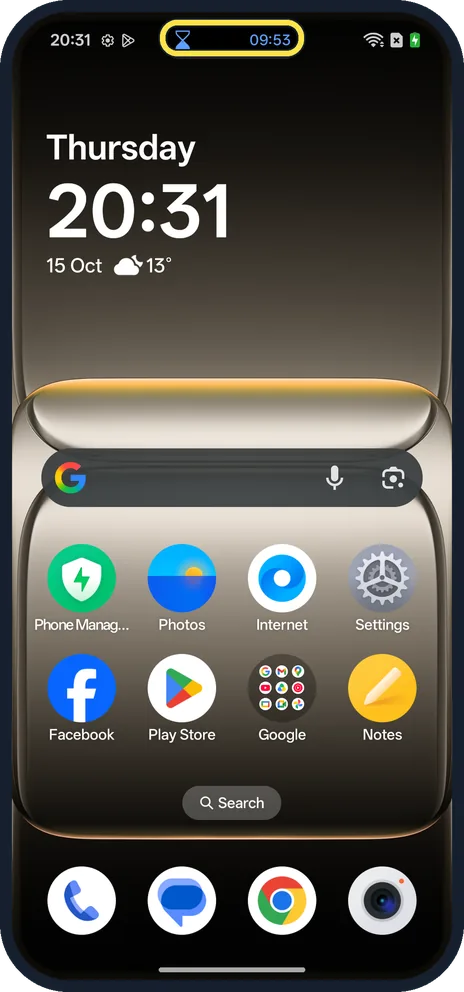 Android screenshot: Find the capsule