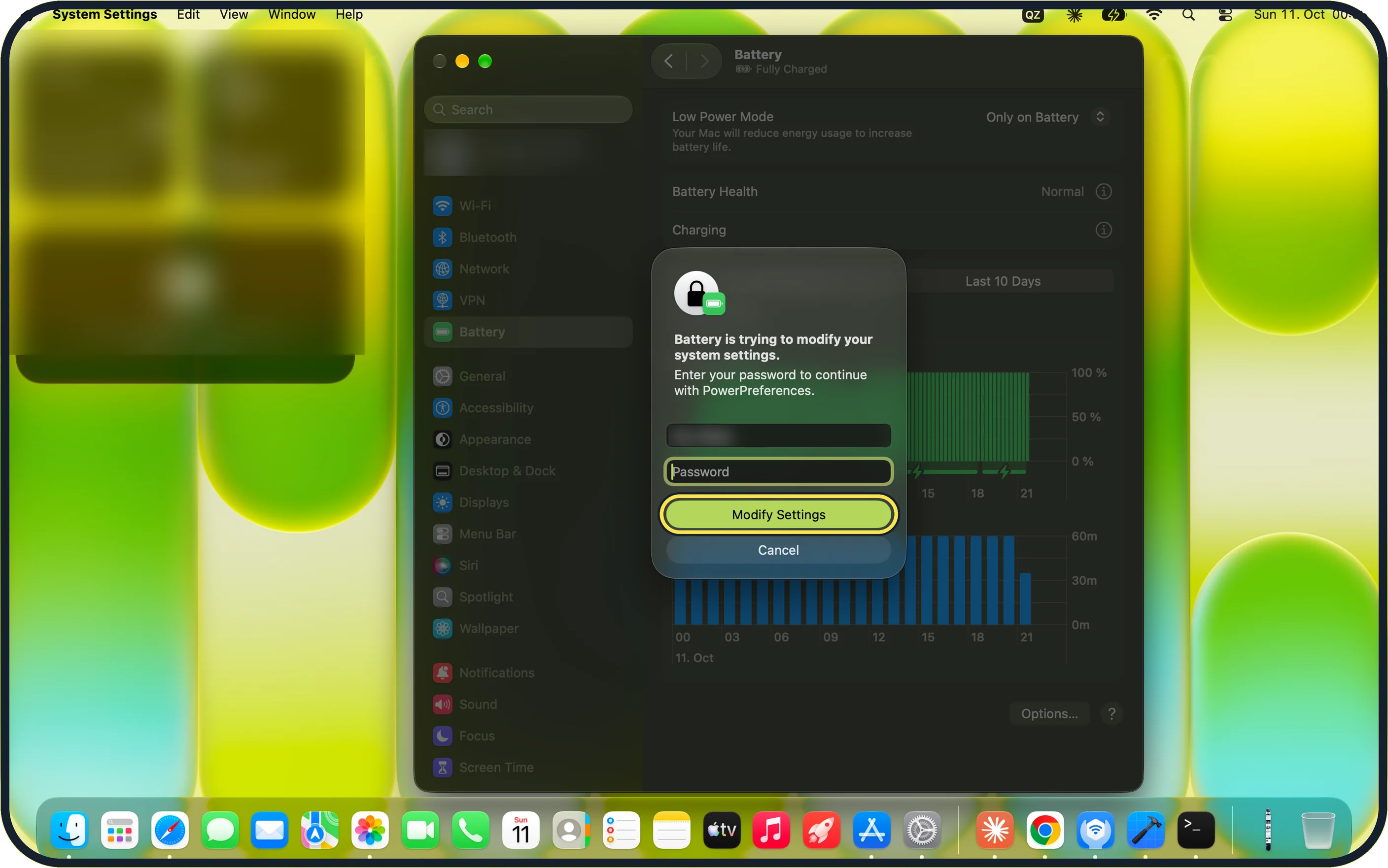 Mac screenshot: Confirm with your password