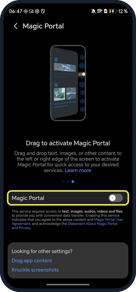 Screenshot from the guide: How to use Magic Portal on an HONOR phone (MagicOS 10)