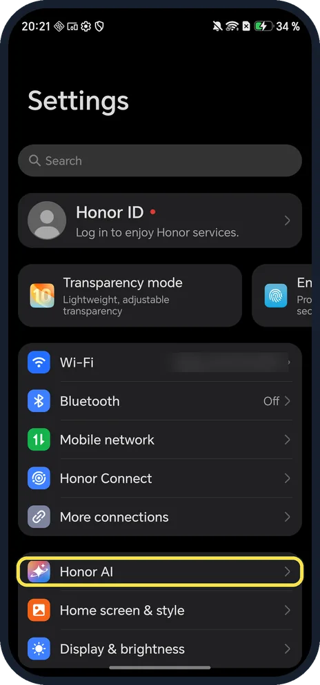 Screenshot from the guide: How to turn on Magic Sidebar on an HONOR phone (MagicOS 10)