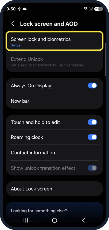 Android screenshot: Check your screen lock