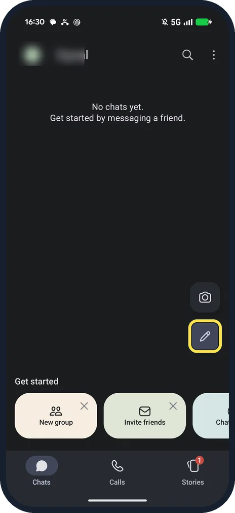 Android screenshot: Tap the pencil