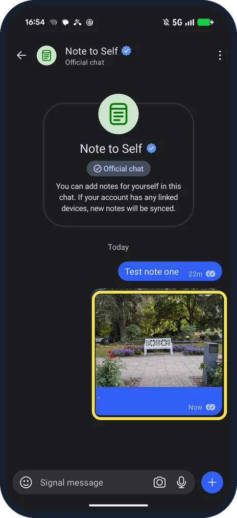 Android screenshot: Send the photo