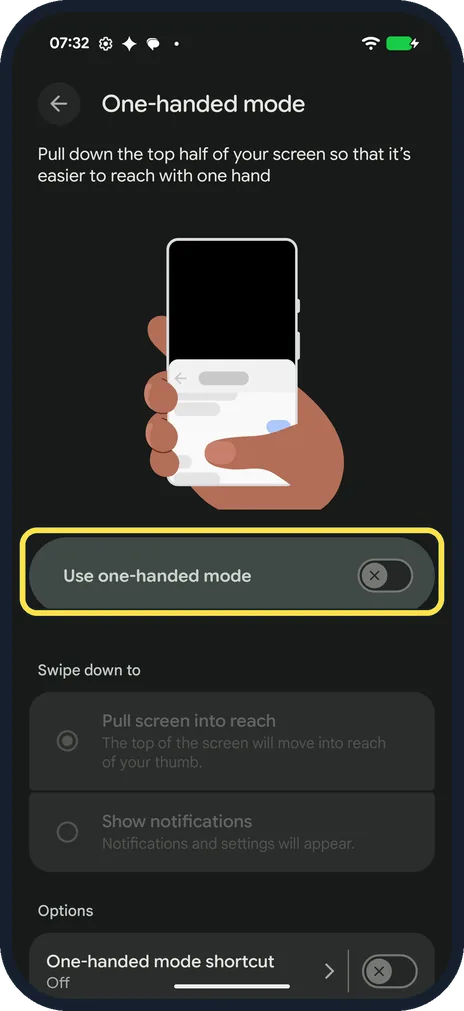 Android screenshot: Turn it off again