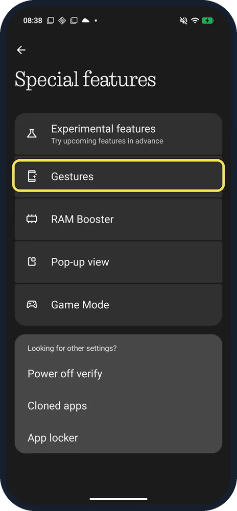 Android screenshot: Tap Gestures