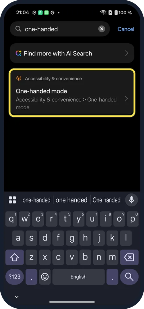 Android screenshot: Search or open it
