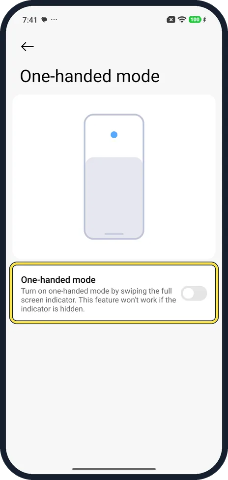 Android screenshot: Turn on the switch