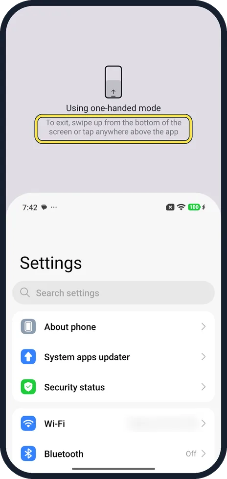 Android screenshot: Go back to full screen