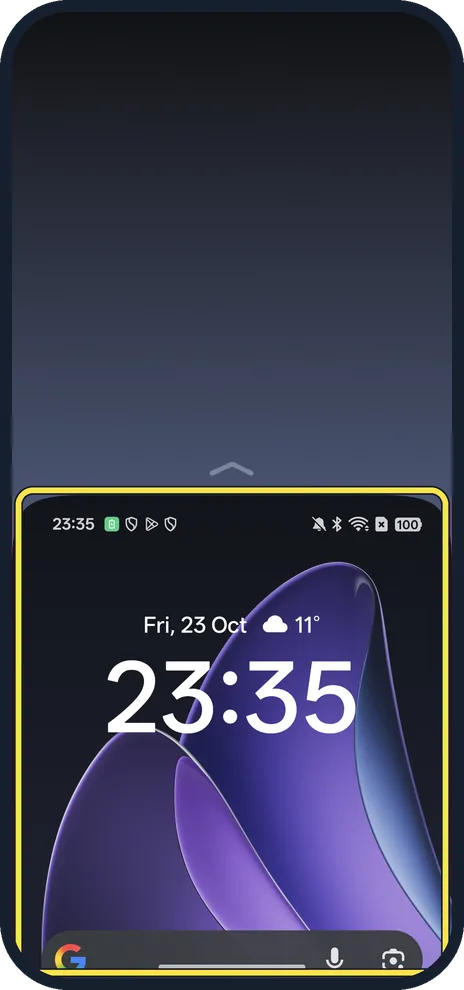 Android screenshot: Swipe down at the bottom edge