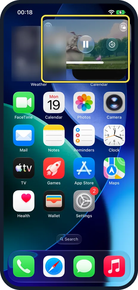 iPhone screen: Swipe up to go Home