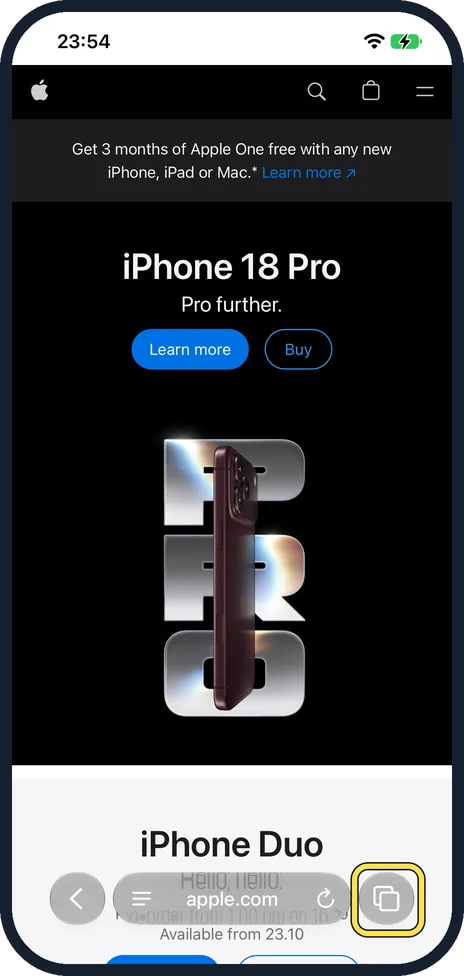 Screenshot from the guide: How to use Private Browsing in Safari on an iPhone