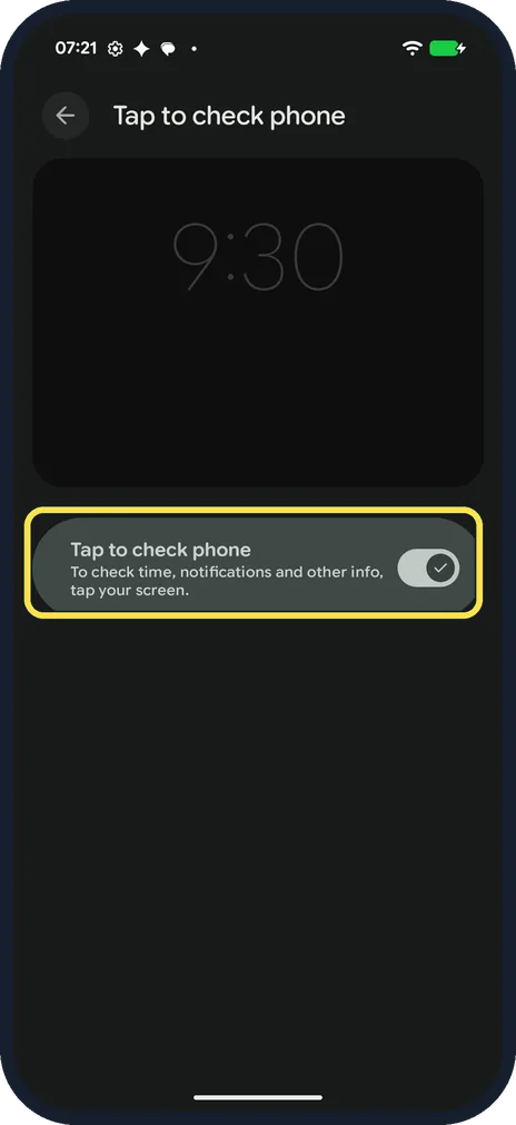 Android screenshot: Tap to check phone