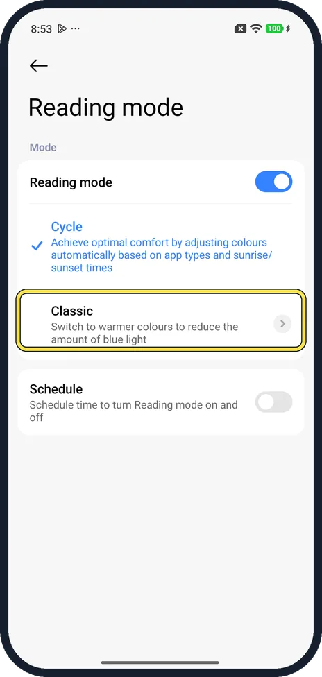 Android screenshot: Or Classic mode