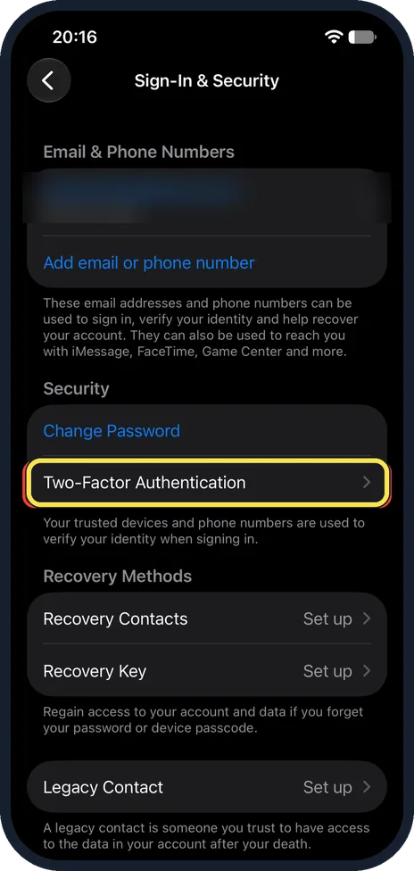 Screenshot from the guide: How to use Safety Check on an iPhone