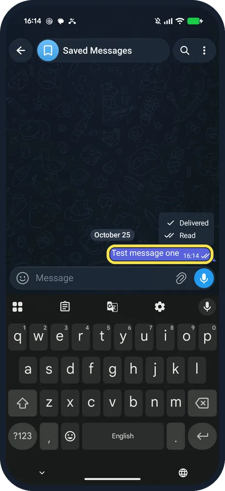 Android screenshot: Type a note and send it