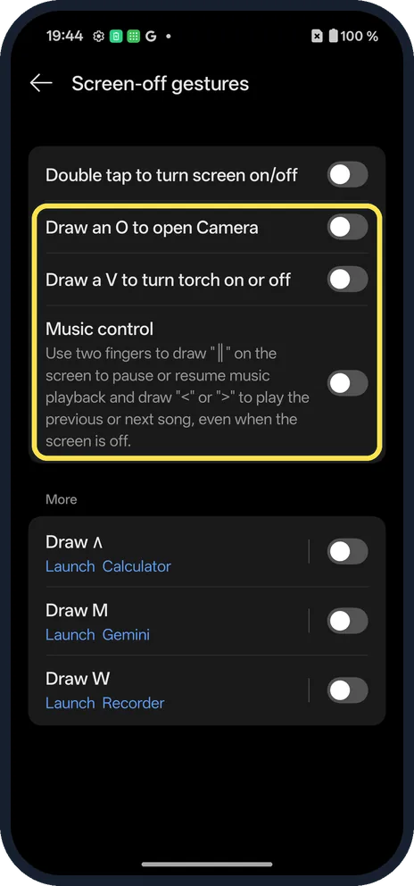 Android screenshot: Draw to open