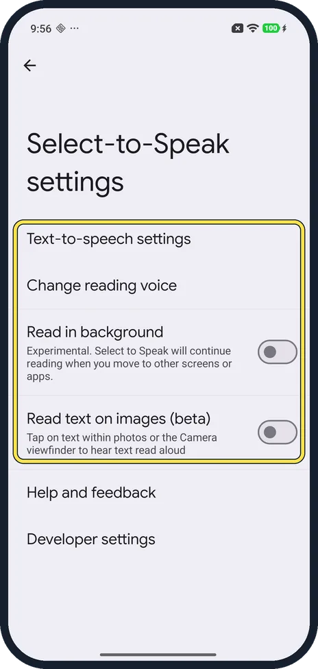 Android screenshot: Change its settings