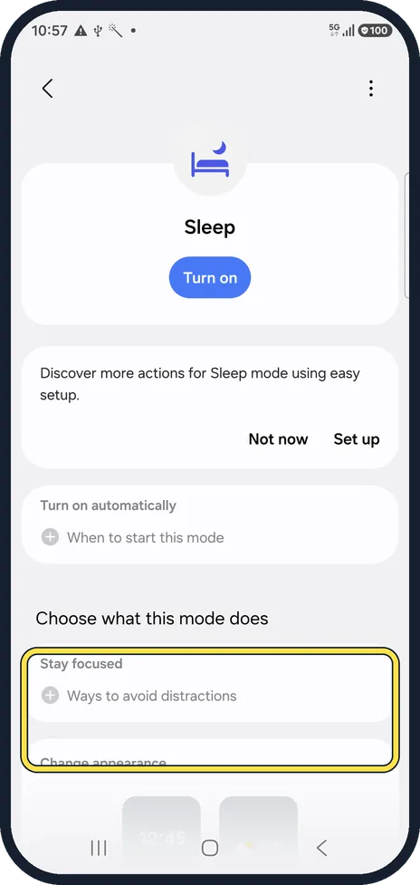 Android screenshot: Choose what it does