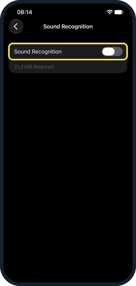 iPhone screen: Switch on Sound Recognition
