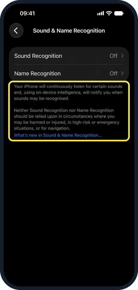 iPhone screen: Read the warning