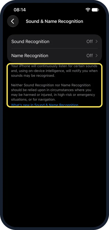 iPhone screen: Read the warning