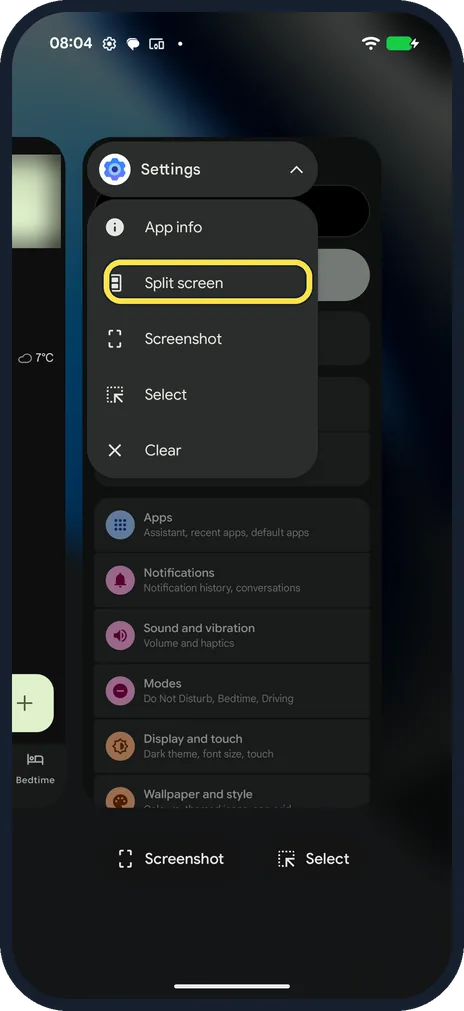 Screenshot from the guide: How to use split screen and bubbles on a Google Pixel (Android 17)