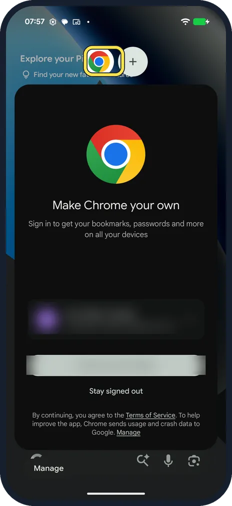 Android screenshot: Use the bubble