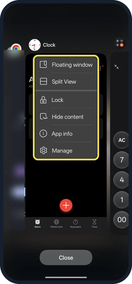Screenshot from the guide: How to use Split View and floating windows on a OnePlus (OxygenOS 16)
