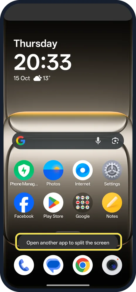 Android screenshot: Start Split View