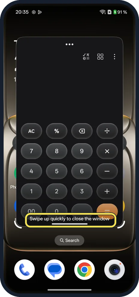 Android screenshot: Or open a floating window