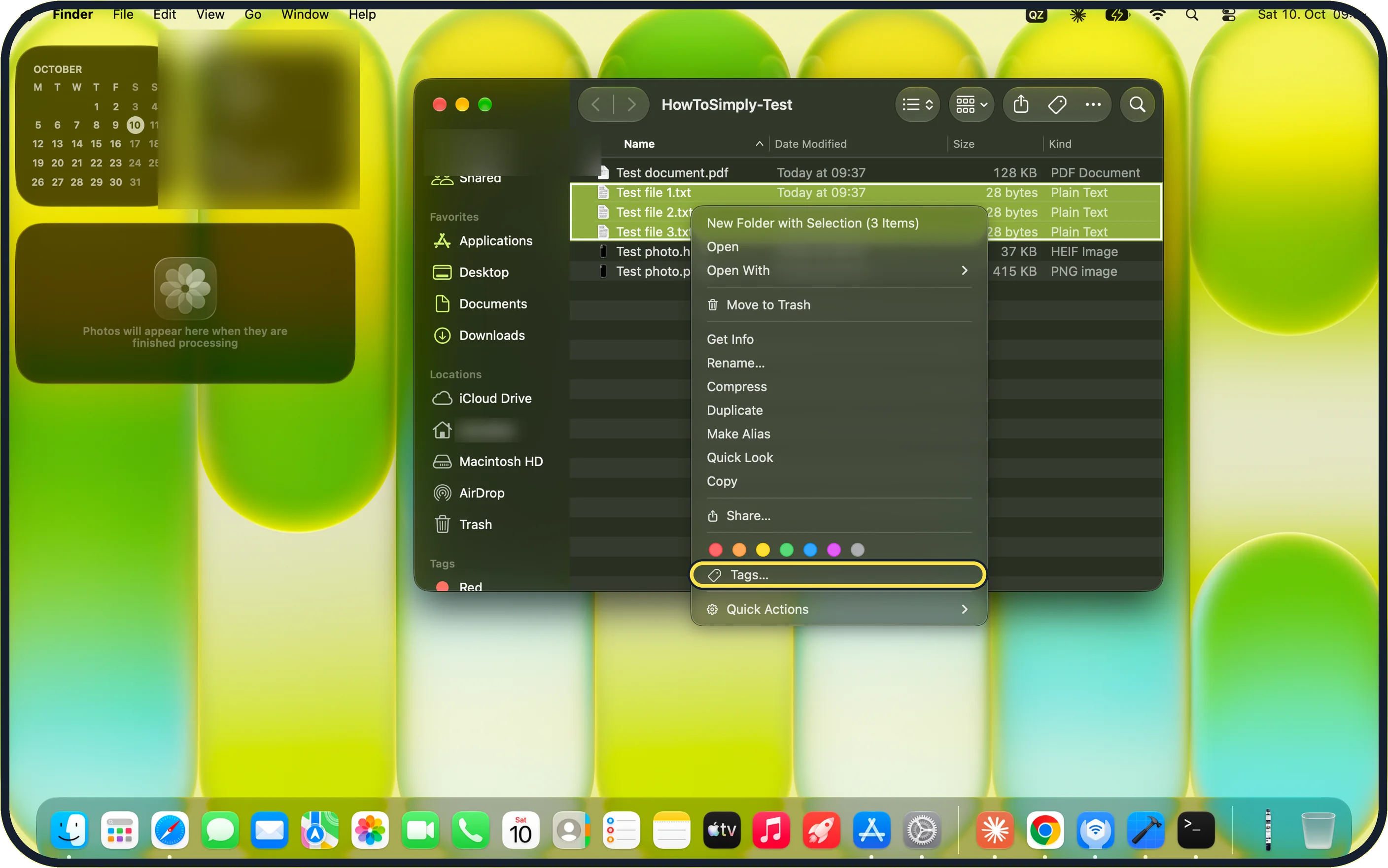Mac screenshot: Remove a tag from a file