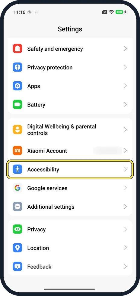 Screenshot from the guide: How to use the Accessibility button and volume keys shortcut on a Xiaomi phone (HyperOS 3)