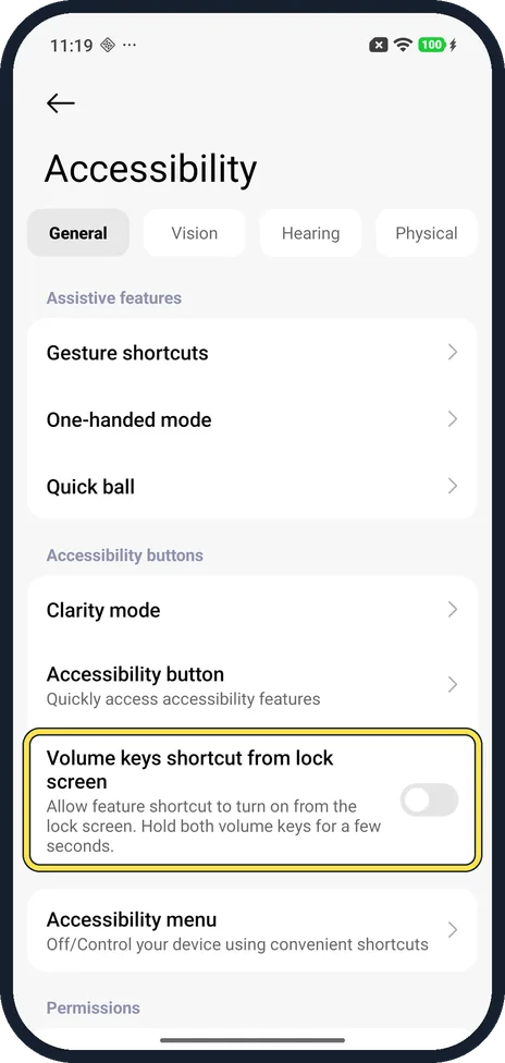 Android screenshot: Volume keys from the lock screen