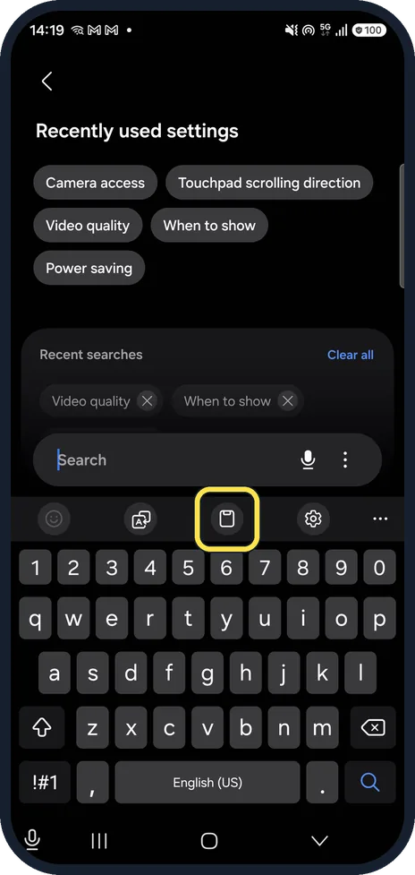Screenshot from the guide: How to use the clipboard on a Samsung Galaxy keyboard (One UI 9)