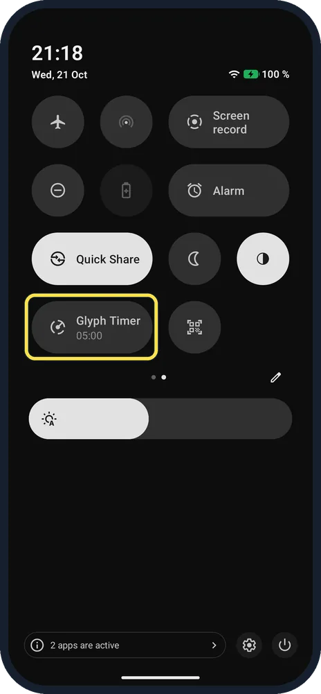 Screenshot from the guide: How to use the Glyph Timer on a Nothing Phone (4a) Pro