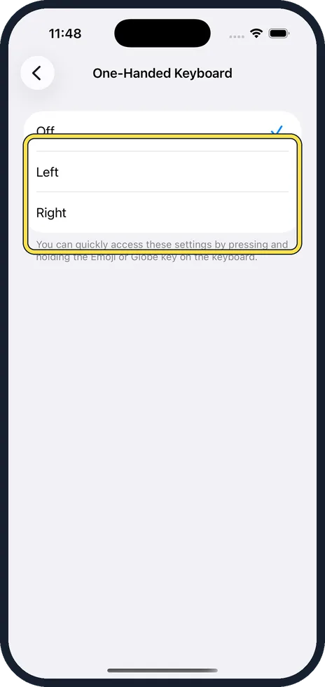 iPhone screen: Tap Left or Right