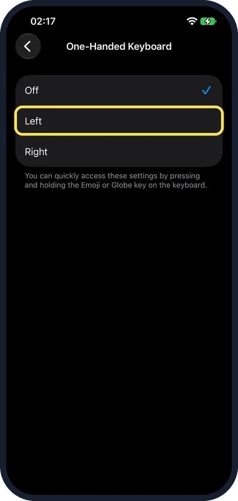iPhone screen: Tap Left or Right