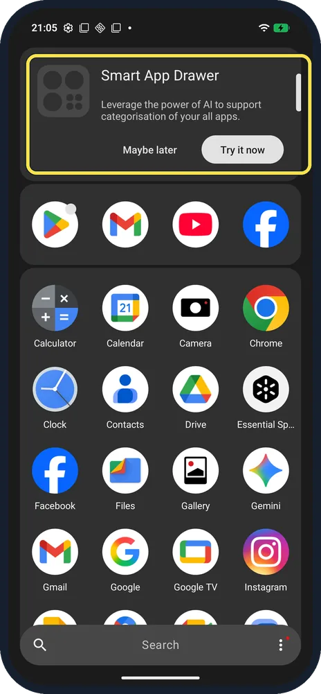 Android screenshot: Open the app drawer