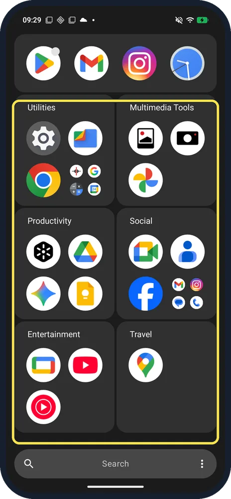 Android screenshot: Open the app drawer again