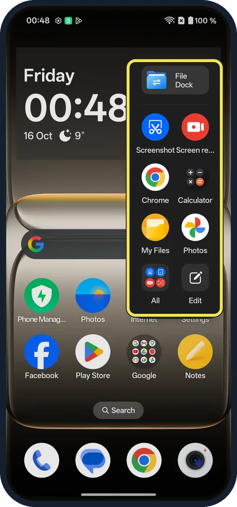 Android screenshot: Open the sidebar