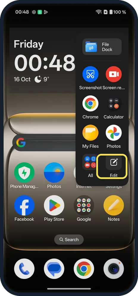 Android screenshot: Tap Edit