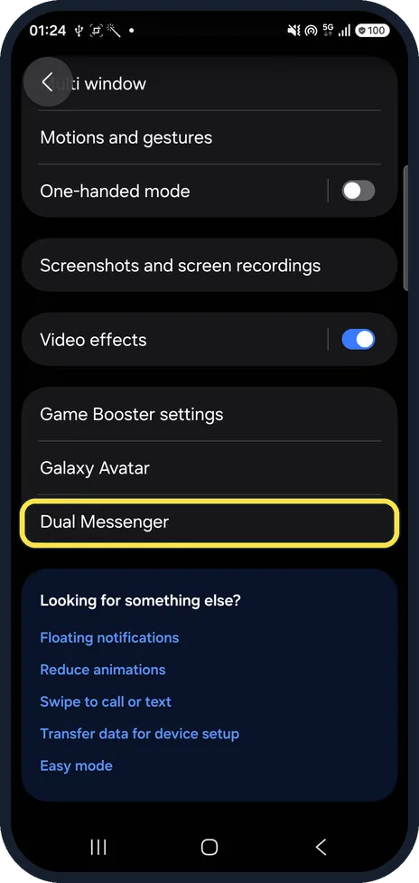 Android screenshot: Open Dual Messenger