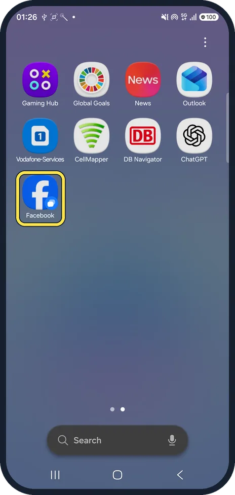 Android screenshot: Find the second app