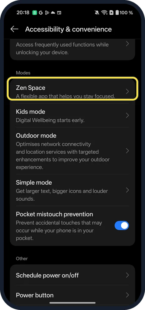 Screenshot from the guide: How to use Zen Space on a OnePlus (OxygenOS 16)