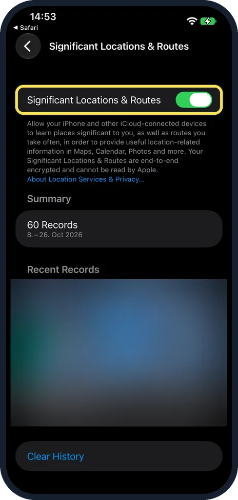 iPhone screen: Check the page, then turn it off or clear it