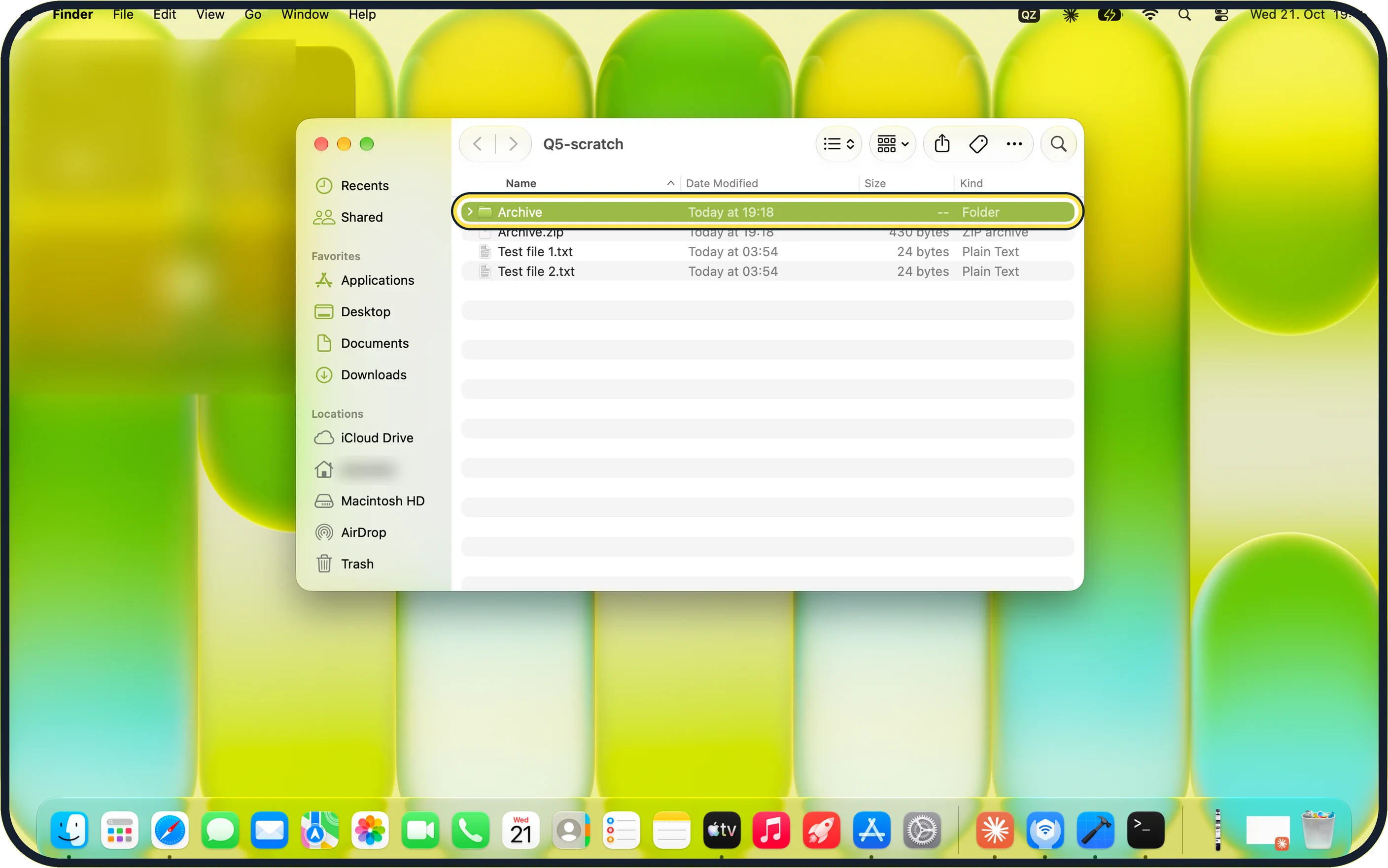 Mac screenshot: Unzip by double-clicking